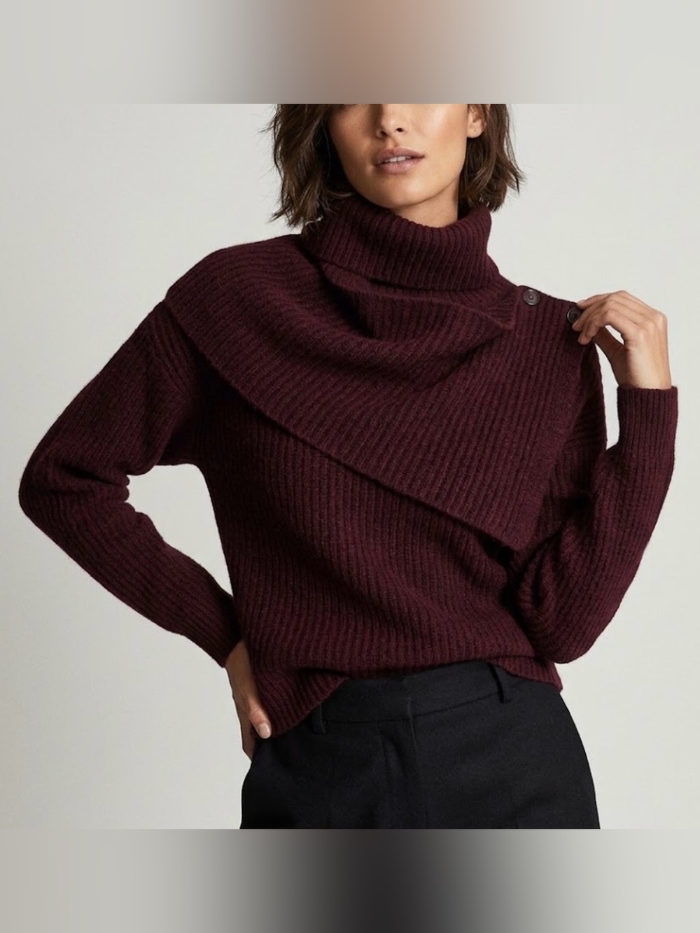 Thakoon Turtleneck Asymmetrical Knit Sweater - Burgundy size M